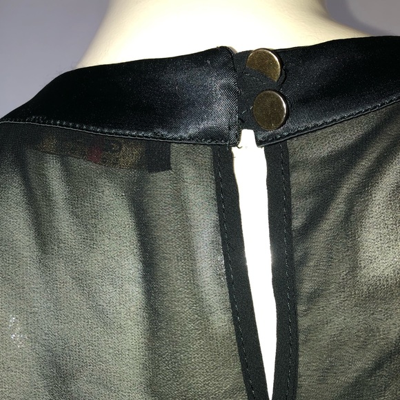 Genese London Black chiffon beaded lace detail Top - Picture 5 of 8